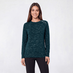 Womens Napa Valley Long Sleeve Solid Button Shoulder Sweater